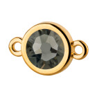 Connector gold 10mm with Crystal stone in Black Diamond 7mm 24K gold plated