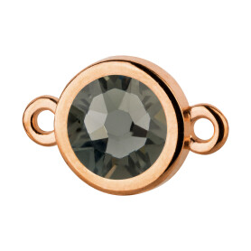 Connector rose gold 10mm with Crystal stone in Black Diamond 7mm 24K rose gold plated