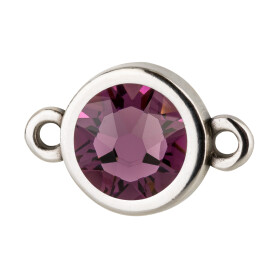 Connector silver antique 10mm with Crystal stone in Iris...