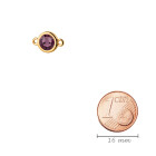 Verbinder gold 10mm mit Kristallstein in Iris 7mm 24K vergoldet