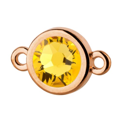 Bedel roségoud 10mm met kristallen steen in Light Topaz 7mm 24K roségoud verguld