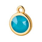 Pendant gold 10mm with Crystal stone in Crystal Azure Blue 7mm 24K gold plated