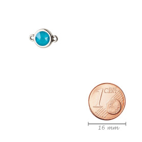 Connecteur argent antique 10mm avec un pierre de cristal Crystal Azure Blue 7mm 999° argenté