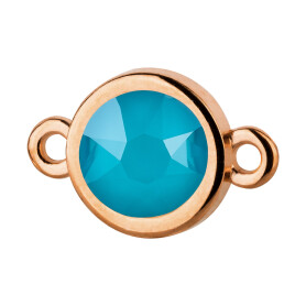 Connector rose gold 10mm with Crystal stone in Crystal Azure Blue 7mm 24K rose gold plated