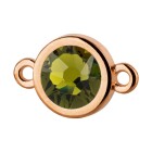 Connecteur or rose 10mm avec un pierre de cristal Olivine 7mm 24K plaqué or rose