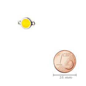 Connecteur argent antique 10mm avec un pierre de cristal Yellow Opal 7mm 999° argenté