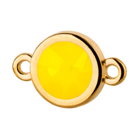 Connettore oro 10mm con pietra cristallo Yellow Opal 7mm...