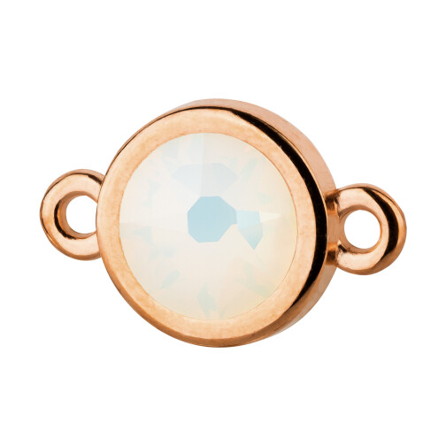 Connector rose gold 10mm with Crystal stone in White Opal 7mm 24K rose gold plated
