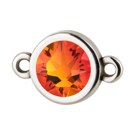 Connector silver antique 10mm with Crystal stone in Fireopal 7mm 999° antique silver plated