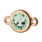 Connecteur or rose 10mm avec un pierre de cristal Chrysolite 7mm 24K plaqué or rose