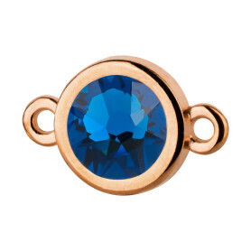 Connector rose gold 10mm with Crystal stone in Capri Blue 7mm 24K rose gold plated