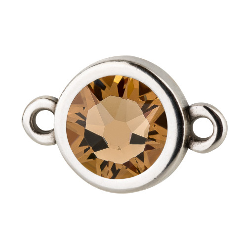Connecteur argent antique 10mm avec cristal en Lt Colorado Topaz 7mm 999° argenté antique