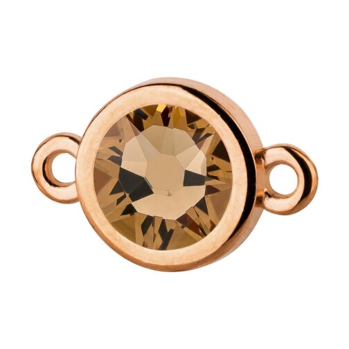 Connettore oro rosa 10mm con pietra cristallo Light Colorado Topaz 7mm 24K placcato oro rosa