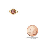 Verbinder gold 10mm mit Kristallstein in Blush Rose 7mm 24K vergoldet