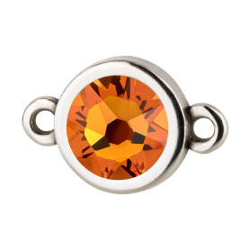 Connector silver antique 10mm with Crystal stone in Tangerine 7mm 999° antique silver plated