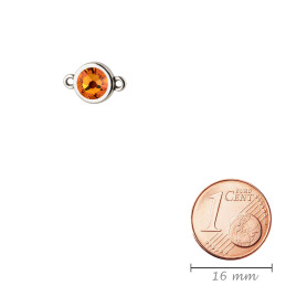 Connecteur argent antique 10mm avec un pierre de cristal Tangerine 7mm 999° argenté