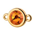 Connector gold 10mm with Crystal stone in Tangerine 7mm 24K gold plated