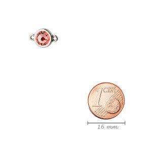 Connector antiek zilver 10mm met kristal in Rose Peach 7mm 999° antiek verzilverd