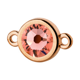 Connector rose gold 10mm with Crystal stone in Rose Peach 7mm 24K rose gold plated