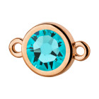 Connector rose gold 10mm with Crystal stone in Light Turquoise 7mm 24K rose gold plated