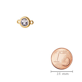 Verbinder gold 10mm mit Kristallstein in Smoky Mauve 7mm 24K vergoldet