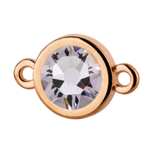 Conector oro rosa 10mm con cristal en Smoky Mauve 7mm chapado en oro rosa de 24K