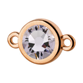 Connector rose gold 10mm with Crystal stone in Smoky Mauve 7mm 24K rose gold plated
