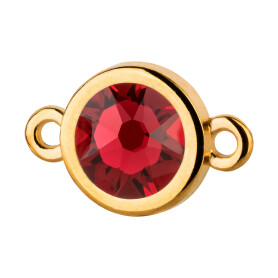 Verbinder gold 10mm mit Kristallstein in Scarlet 7mm 24K...
