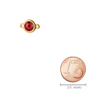 Bedel goud 10mm met kristallen steen in Scarlet 7mm 24K verguld