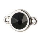 Connettore argento antico 10mm con pietra cristallo Jet 7mm 999° placcato argento