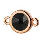 Connector rose gold 10mm with Crystal stone in Jet 7mm 24K rose gold plated