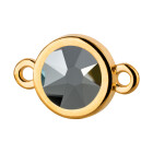 Connector gold 10mm with Crystal stone in Jet Hematite 7mm 24K gold plated