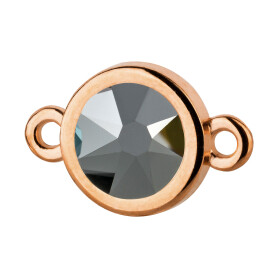 Connector rose gold 10mm with Crystal stone in Jet Hematite 7mm 24K rose gold plated