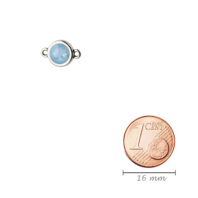 Verbinder antik silber 10mm mit Kristallstein in Air Blue Opal 7mm 999° antik versilbert