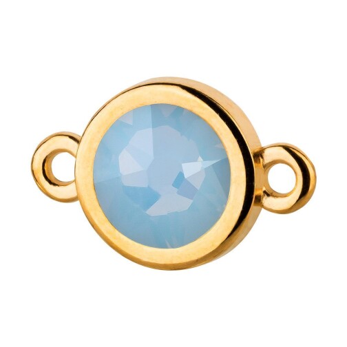 Conector oro 10mm con piedra de cristal en Air Blue Opal 7mm 24K chapado oro