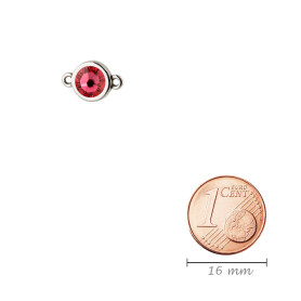Conector plata antigua 10mm con piedra de cristal en Indian Pink 7mm 999° plata antigua