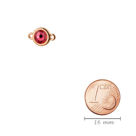 Conector oro rosa 10mm con piedra de cristal en Indian Pink 7mm 24K chapado oro rosa
