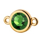 Connettore oro 10mm con pietra cristallo Fern Green 7mm 24K placcato oro