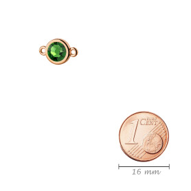 Connector rose gold 10mm with Crystal stone in Fern Green 7mm 24K rose gold plated