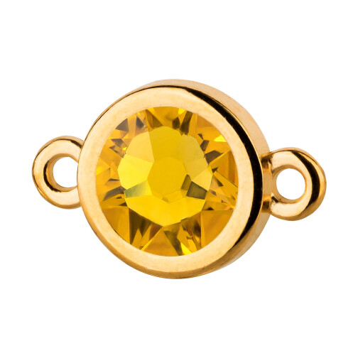 Connector gold 10mm with Crystal stone in Sunflower 7mm 24K gold plated