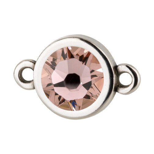 Connecteur argent antique 10mm avec un pierre de cristal Vintage Rose 7mm 999° argenté