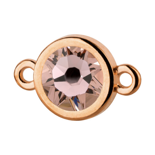 Connector rose gold 10mm with Crystal stone in Vintage Rose 7mm 24K rose gold plated