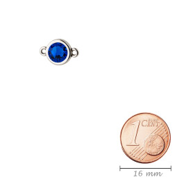 Conector plata antigua 10mm con piedra de cristal en Majestic Blue 7mm 999° plata antigua