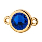 Connector gold 10mm with Crystal stone in Majestic Blue 7mm 24K gold plated