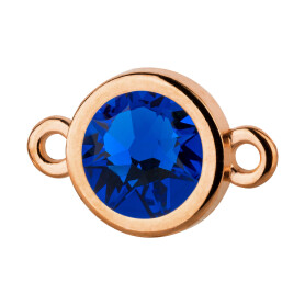 Connector rose gold 10mm with Crystal stone in Majestic Blue 7mm 24K rose gold plated