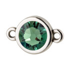 Connector silver antique 10mm with Crystal stone in Erinite 7mm 999° antique silver plated
