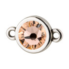 Bedel antiek zilver 10mm met kristallen steen in Light Peach 7mm 999° antiek verzilverd