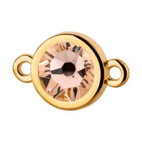Bedel goud 10mm met kristallen steen in Light Peach 7mm...