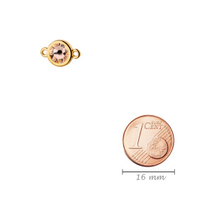 Conector oro 10mm con piedra de cristal en Light Peach 7mm 24K chapado oro