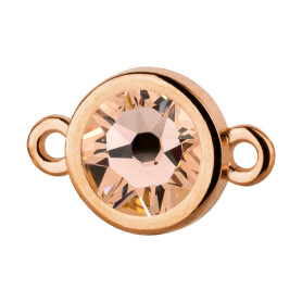Connector rose gold 10mm with Crystal stone in Light Peach 7mm 24K rose gold plated